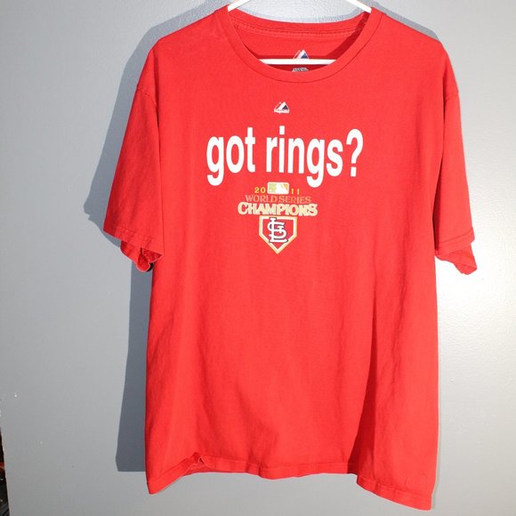 STL "Got Rings?" 2011 WS champs Large Red Tee - Picture 1 of 5